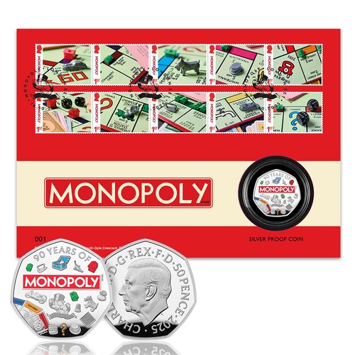 Monopoly stamps and 50p silver - and,