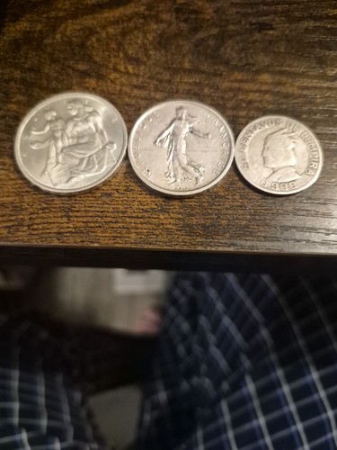 Three silver coins - three, x